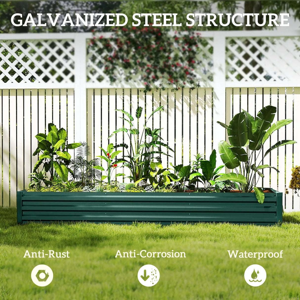 Outsunny 60 x 240cm Galvanised Steel Planter, with Open Bottom