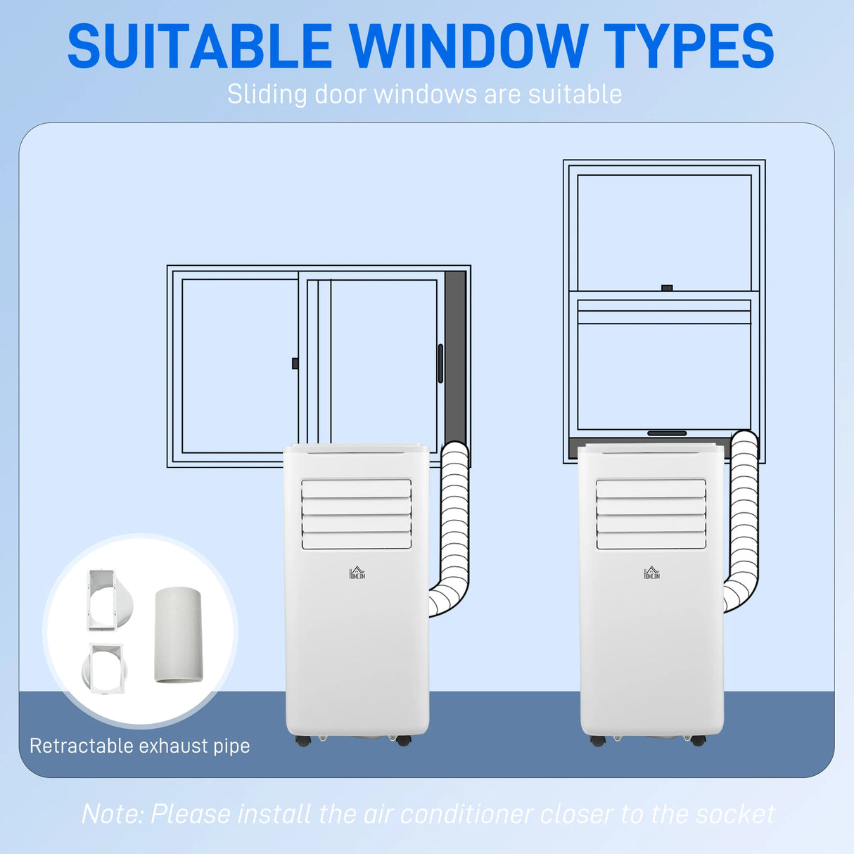 HOMCOM 9000 BTU Portable Air Conditioner, Smart Home WiFi Compatible, 4 in 1 Air Conditioning Unit, Dehumidifier, Fan with Remote, 24H Timer, Window Venting Kit, 20m2, R290, A Energy Efficiency