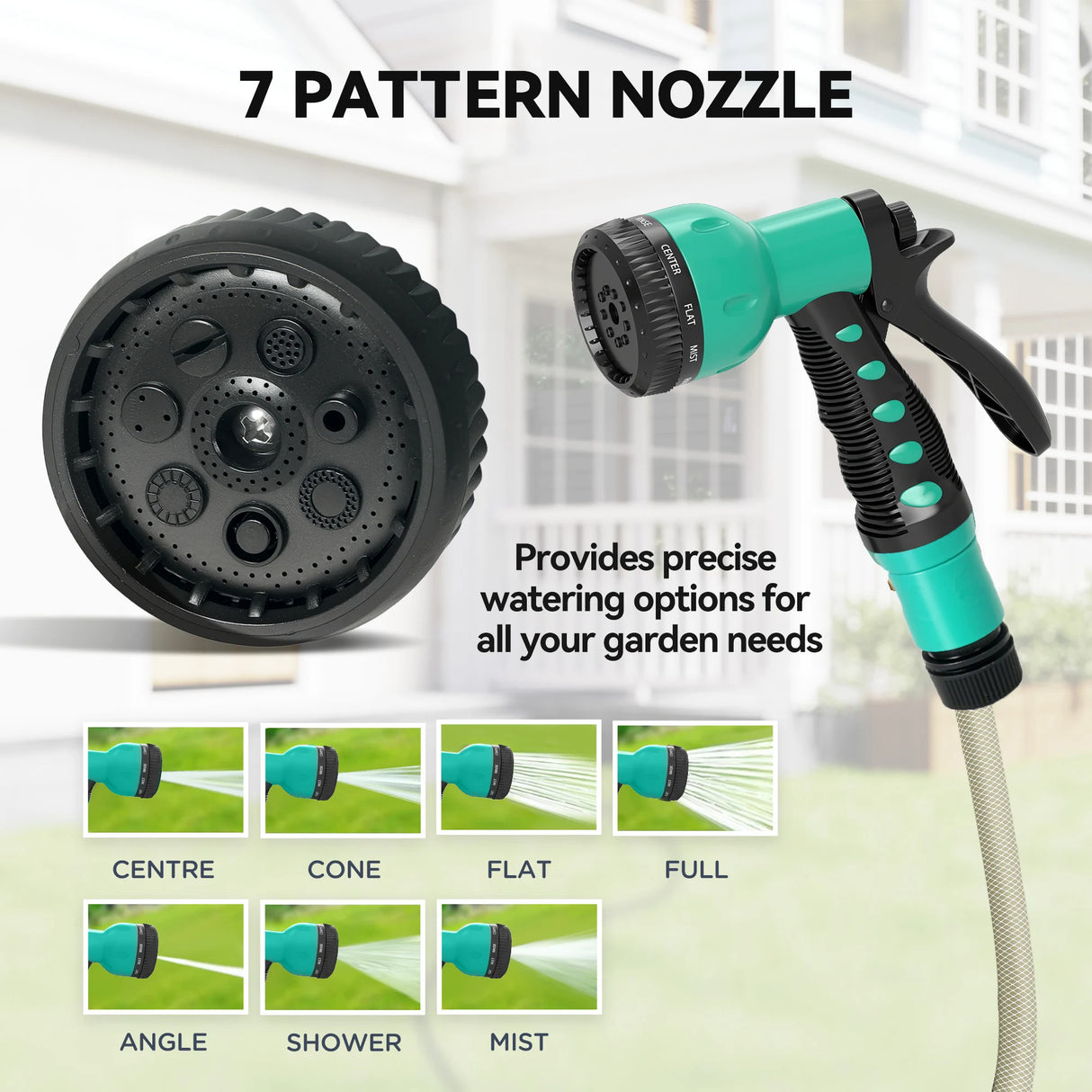 Outsunny Retractable Hose Reel Wall Mounted, 20+2m Garden Hose Pipe Reel with Lock, Auto Rewind, 7 in 1 Spray Nozzle, Includes Wall Fixings, 180 Swivel, Outdoor Watering, 54 x 20 x 39 cm, Black