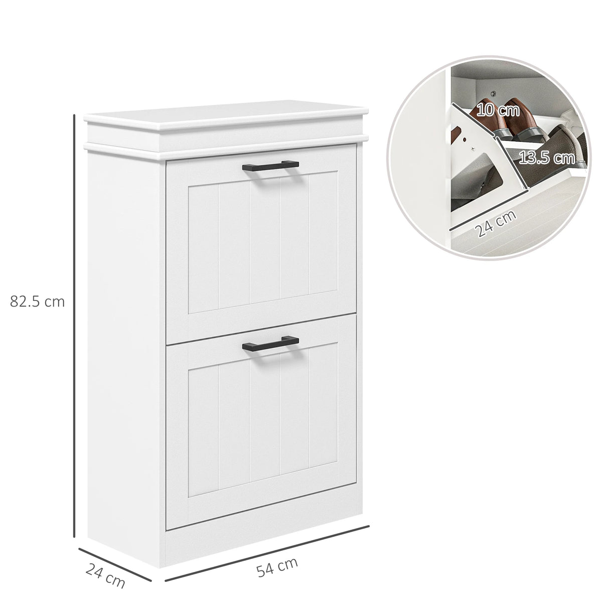HOMCOM Two-Drawer Minimalistic Shoe Storage Cabinet, for 10 Shoes, White