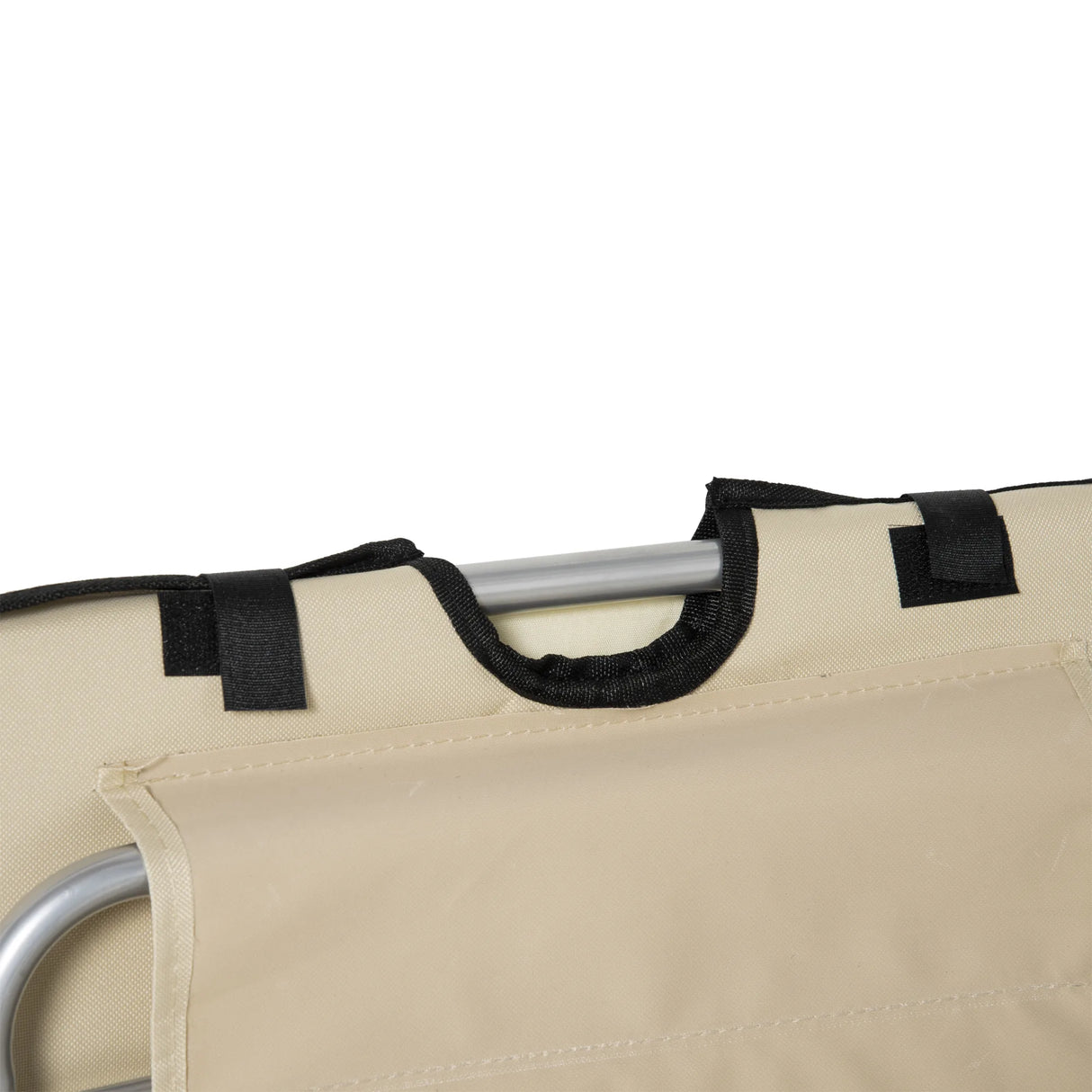 Outsunny Set of 2 Foldable Garden Beach Chair Mat Lightweight Outdoor Sun Lounger Seats Adjustable Back Metal Frame PE Fabric Head Pillow w/ Carry Bag, Beige