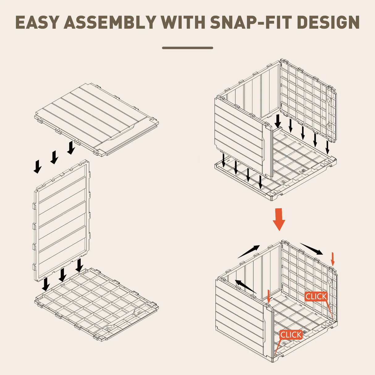 HOMCOM 107 L Plastic Storage Chest with Lid - Dark Brown