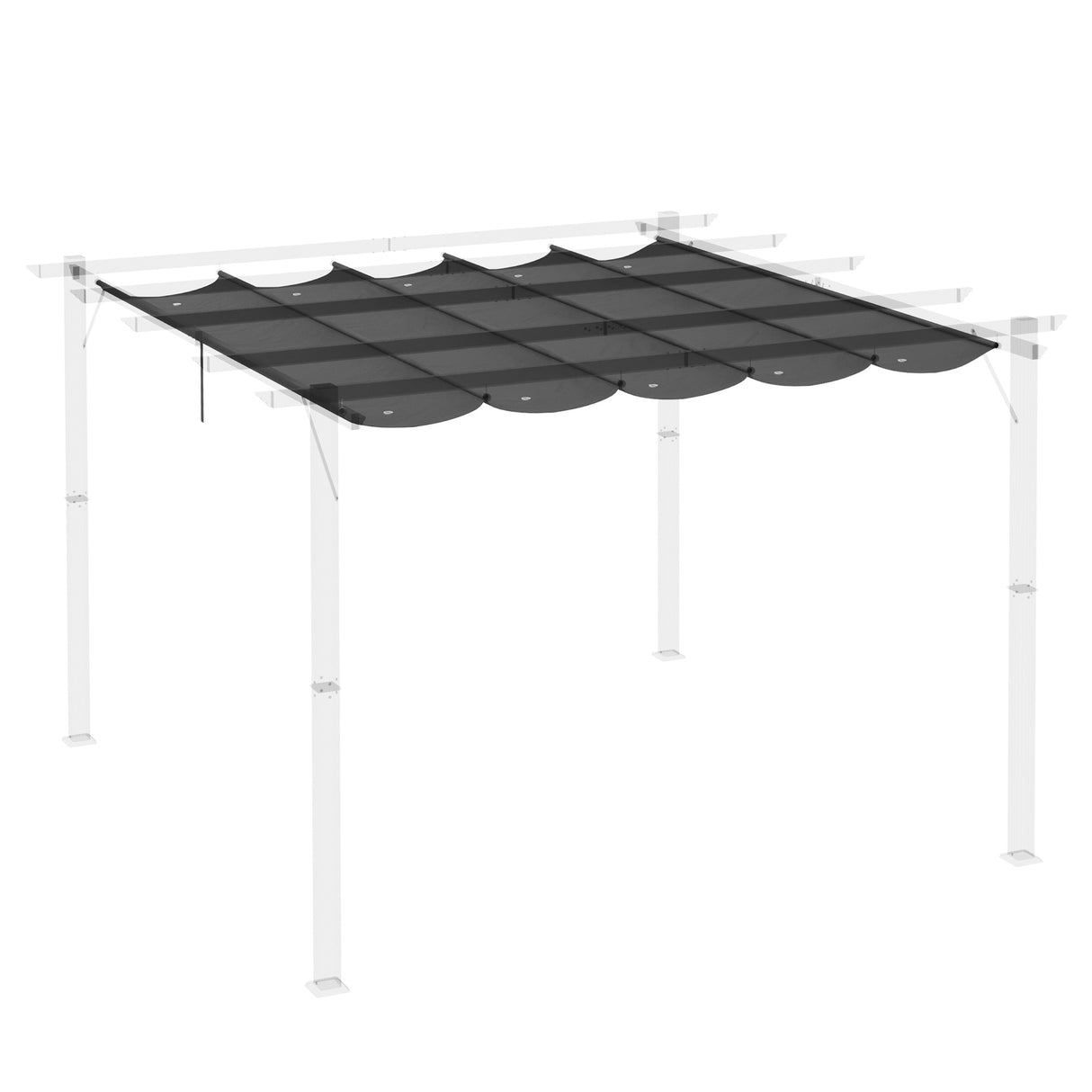 Outsunny Retractable Pergola Cover, 2.55 x 2.5 m Replacement Canopy Fabric for 3 x 3 m Frame, Roof Top Only, Dark Grey