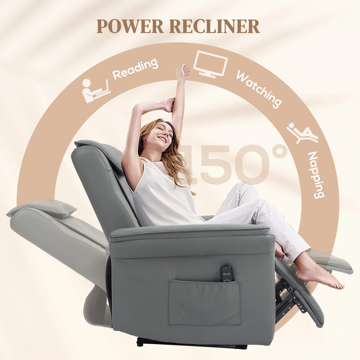 HOMCOM Recliner Armchair with 3D Kneading Massage, Breathable Leather Recliner Chair with Back Massager and Headrest, Electric Reclining Chair with Footrest, Remote, USB Port, Side Pockets for Home