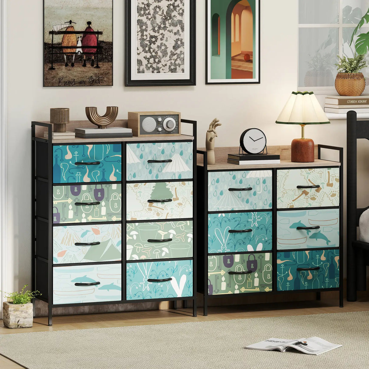 HOMCOM 6-Drawer Chest of Drawers - Blue
