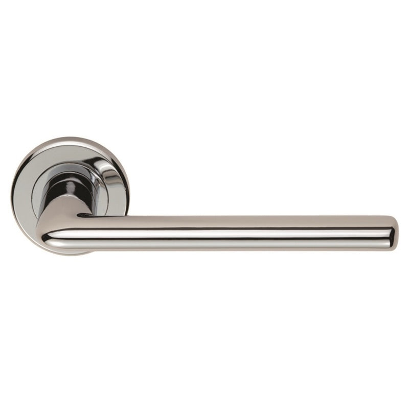 MANON LEVER ON SPRUNG SCREW-ON ROUND ROSE - POLISHED CHROME - SET