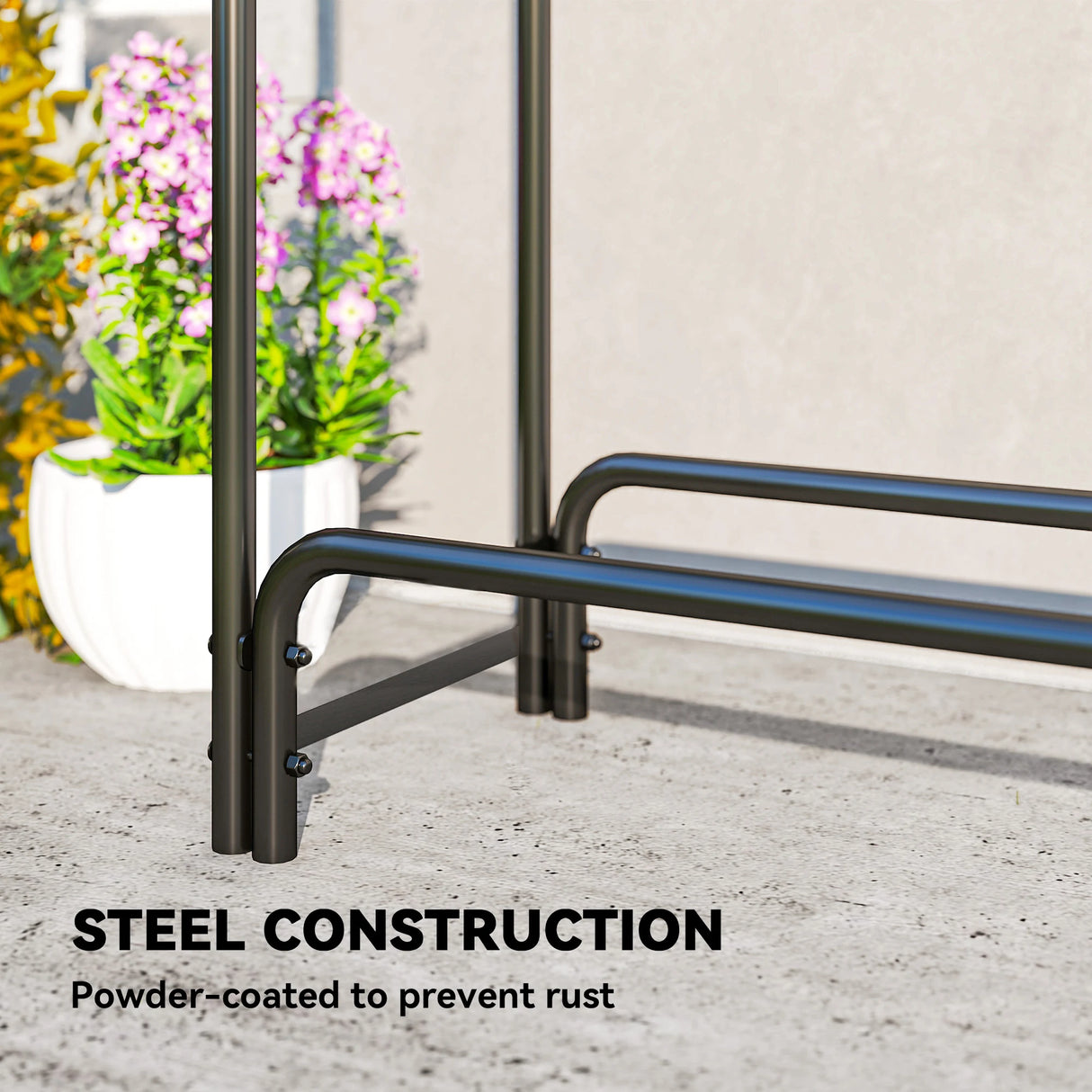 Outsunny Firewood Rack with Waterproof Cover, Heavy Duty Metal Log Store Indoors, Log Storage Holder for Outdoor Indoor Fireplace, 300 x 36 x 99 cm, Dark Green