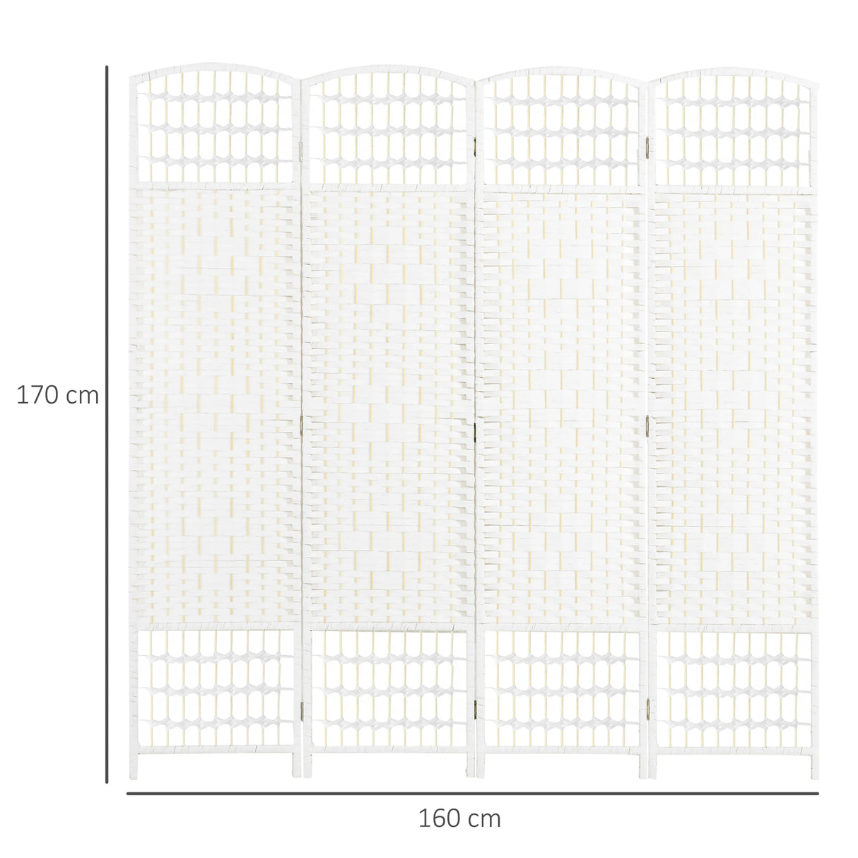 HOMCOM 4 Panel Folding Room Divider, Privacy Screen, Freestanding Paravent Partition Separator for Living Room, Bedroom and Office, 160 x 170cm, White