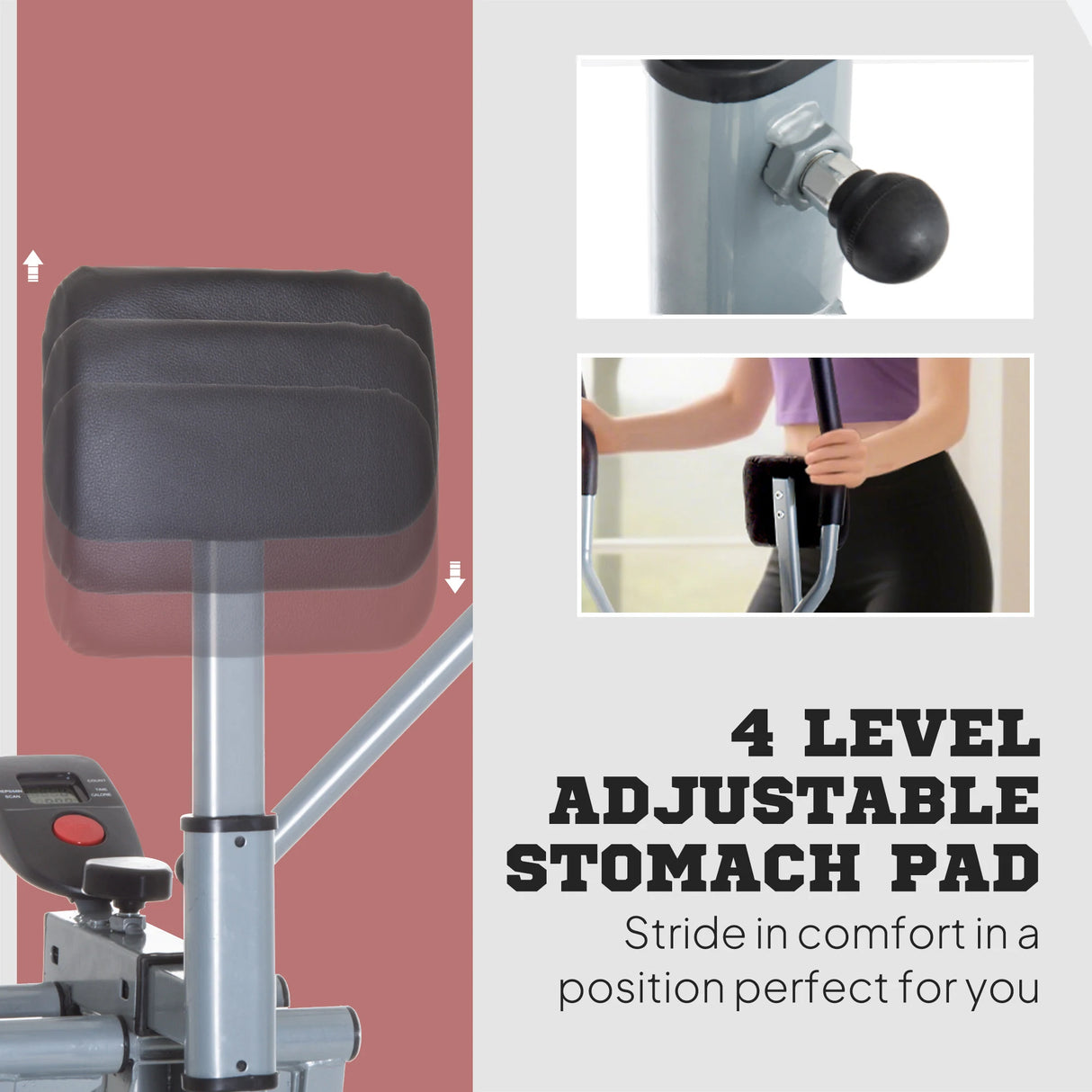 HOMCOM Air Walker Glider, Cross Trainer Fitness Machine, with LCD, for Home Gym, Grey