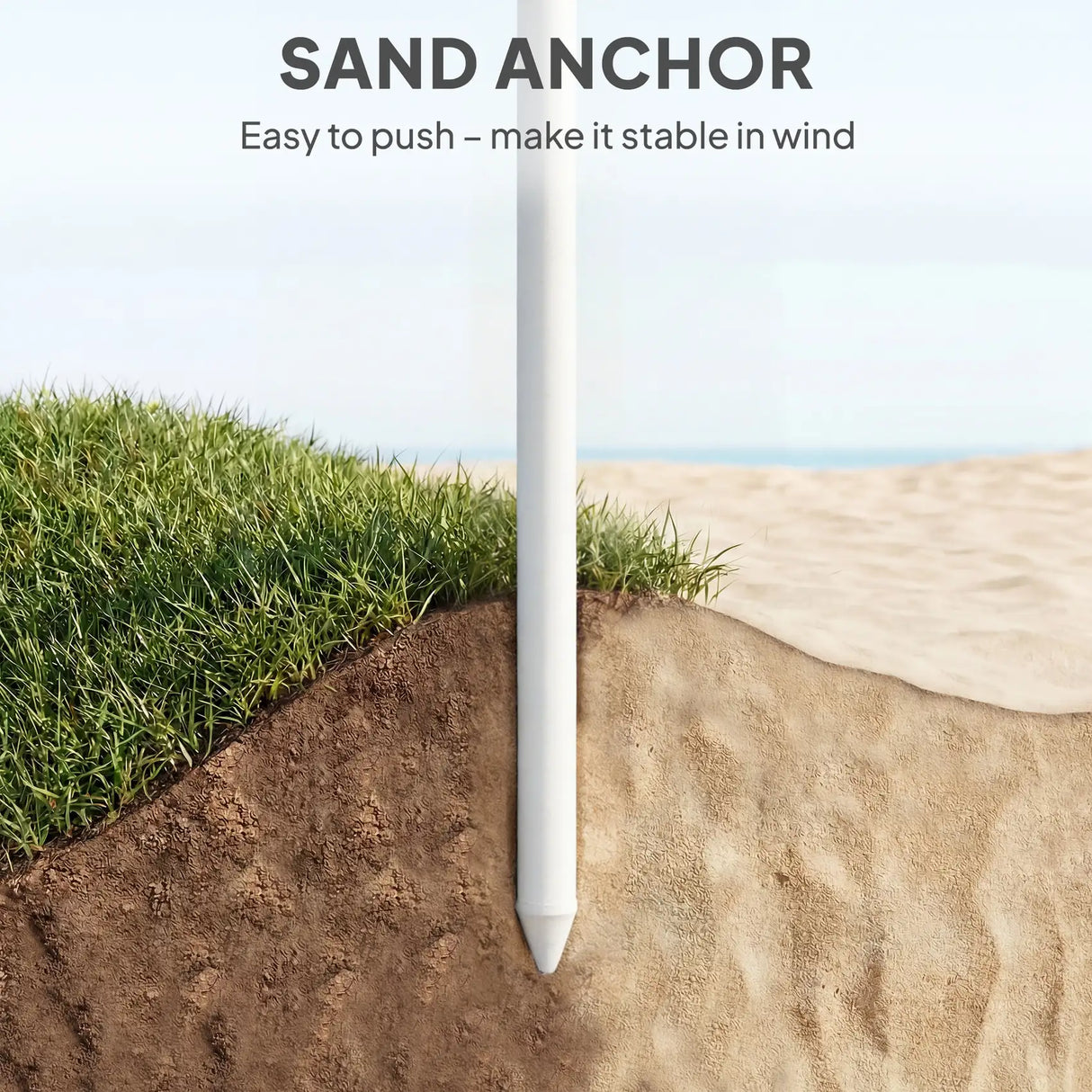Outsunny 1.8 m Beach Umbrella Parasol with Sand Anchor, Portable Tilting Garden Parasol with Adjustable Height, Green