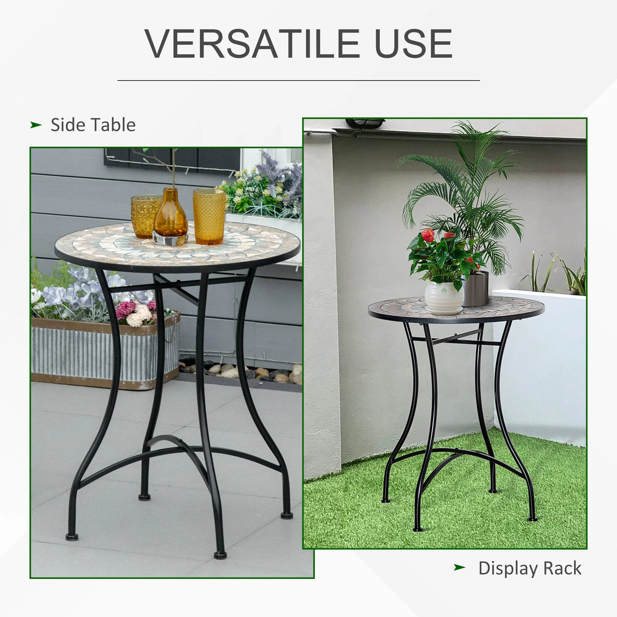 Outsunny 60cm Mosaic Outdoor Patio Table - Green