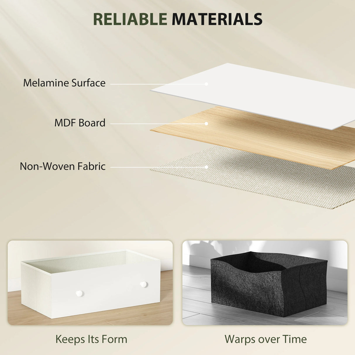 HOMCOM Chest of Drawers, Dresser with 6 Fabric Drawers - White and Grey