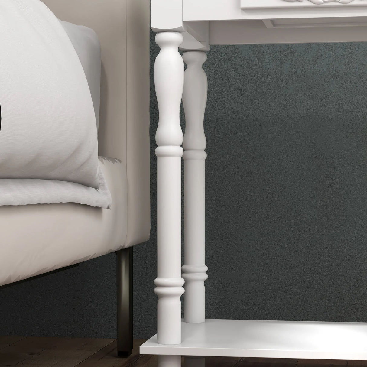 HOMCOM Console Table Modern Sofa Side Desk with Storage Shelves Drawers for Living Room Entryway Bedroom White