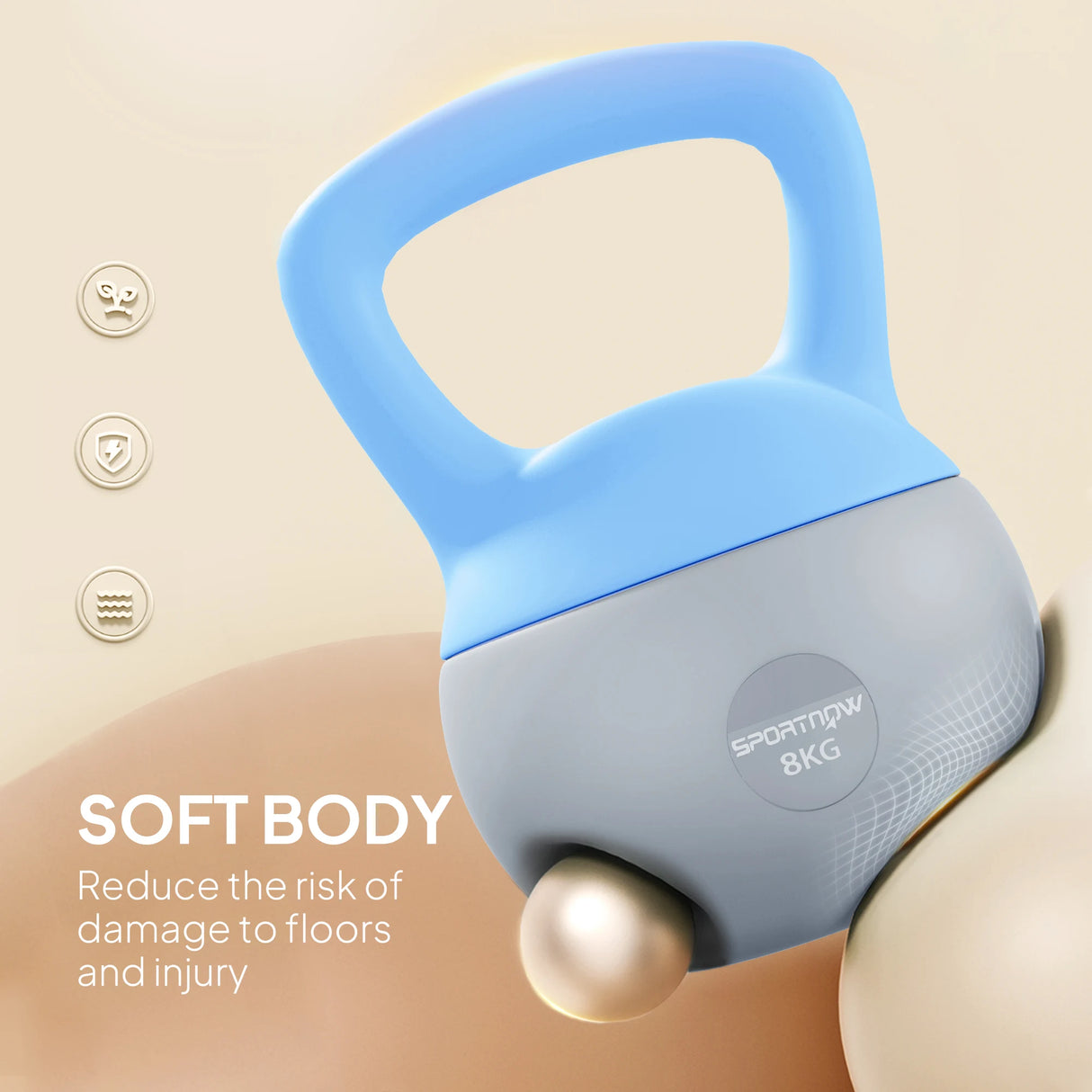 SPORTNOW 8KG Soft Kettlebell, Kettlebell with Non-Slip Handle for Home Gym, Weight Lifting, Strength Training, Light Blue/Grey