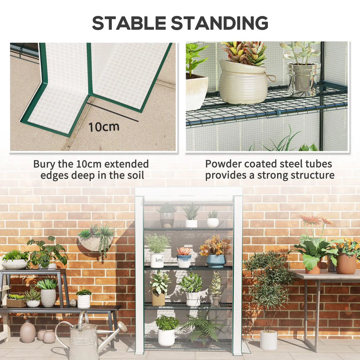 Outsunny Four-Tier Mini Greenhouse - Green/White