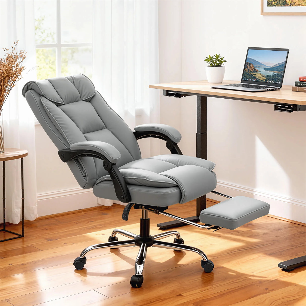 HOMCOM 155 Reclining Faux Leather Swivel Office Chair -Black