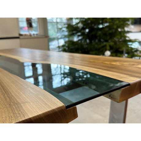 Aria Glass and Walnut Dining Table