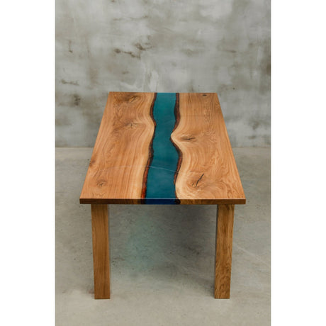 Aria Bespoke Oak and Blue Resin Dining Table