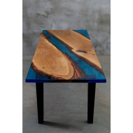 Aria II Oak and Blue Resin Dining Table