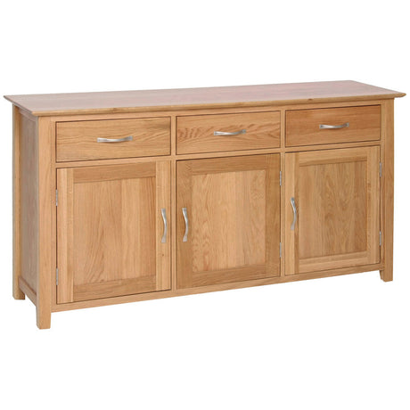 Oak 3 Door Sideboard with Chrome Handles