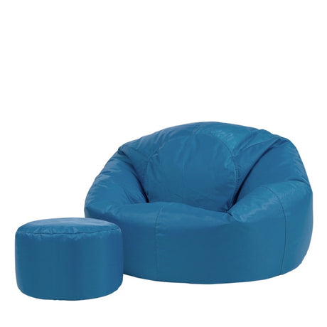 Classic Indoor-Outdoor Bean Bag - Teal | Bean Bag & Footstool Bundle