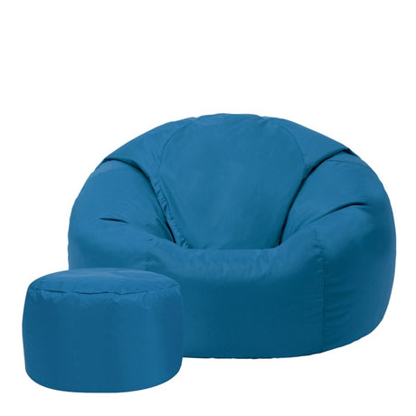 Classic Indoor-Outdoor Bean Bag - Teal | Bean Bag & Footstool Bundle