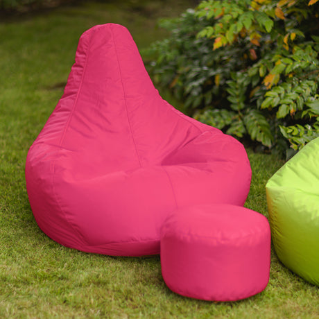 Indoor-Outdoor Recliner Bean Bag with Footstool - Pink