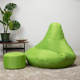 Indoor-Outdoor Recliner Bean Bag with Footstool - Lime Green