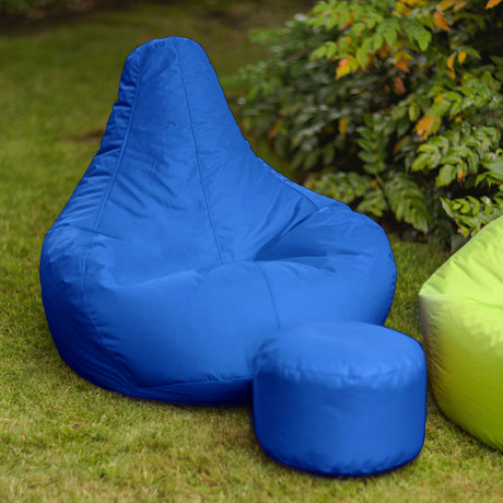 Indoor-Outdoor Recliner Bean Bag with Footstool - Blue