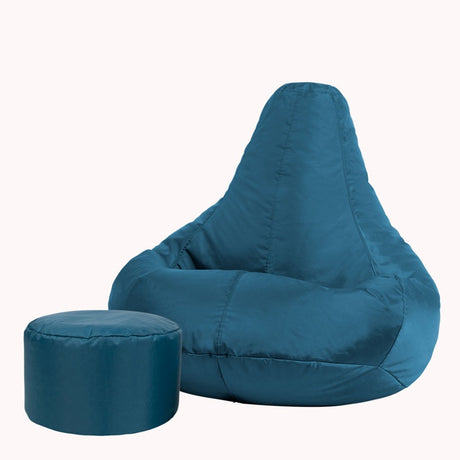 Recliner Indoor-Outdoor Gaming Bean Bag - Teal | Bean Bag & Footstool