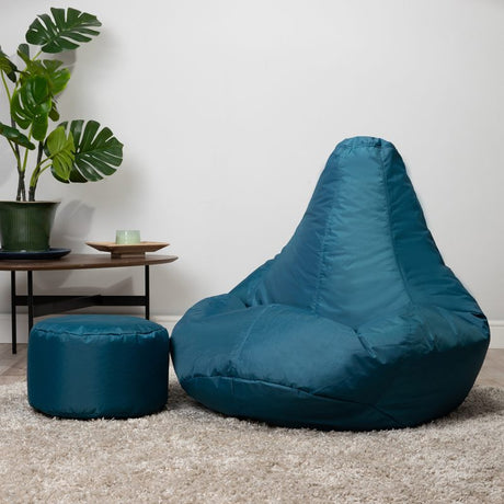 Recliner Indoor-Outdoor Gaming Bean Bag - Teal | Bean Bag & Footstool