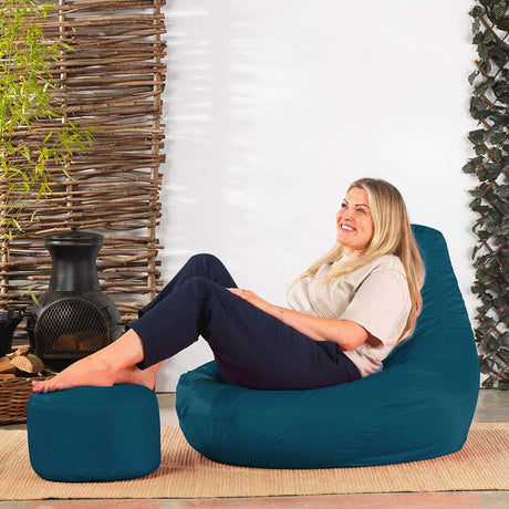 Recliner Indoor-Outdoor Gaming Bean Bag - Teal | Bean Bag & Footstool