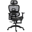 HOMCOM Executive Office Chair, Ergonomic Mesh High Back Desk Chair with Lumbar Support, Reclining Function, Swivel Computer Chair with 3D Armrest, Headrest, Footrest, Black