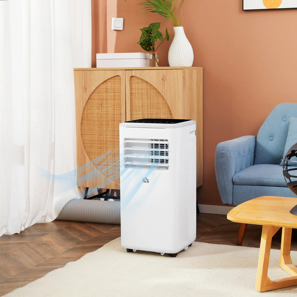 HOMCOM 9000 BTU Portable Air Conditioner, Smart Home WiFi Compatible, 4 in 1 Air Conditioning Unit, Dehumidifier, Fan with Remote, 24H Timer, Window Venting Kit, 20m2, R290, A Energy Efficiency