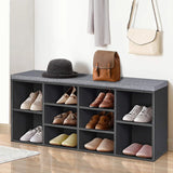 10-Cube Organizer  Entryway Padded Shoe Storage Bench-Gray