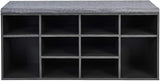10-Cube Organizer  Entryway Padded Shoe Storage Bench-Gray