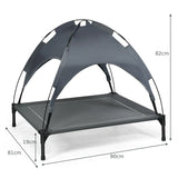 Elevated Pet Cot with Detachable Canopy Shade &amp; Sturdy Steel Frame-L