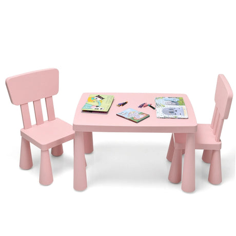 3 Pieces Kids Table Set with 2 Chairs for Reading-Pink