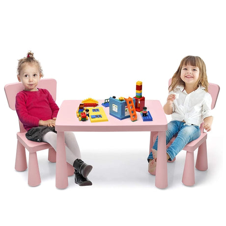 3 Pieces Kids Table Set with 2 Chairs for Reading-Pink
