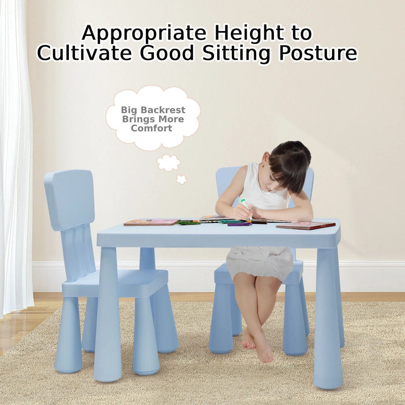 3 Pieces Kids Table and 2 Chairs Set for Reading