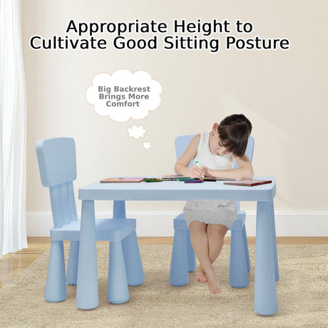 3 Pieces Kids Table and 2 Chairs Set for Reading