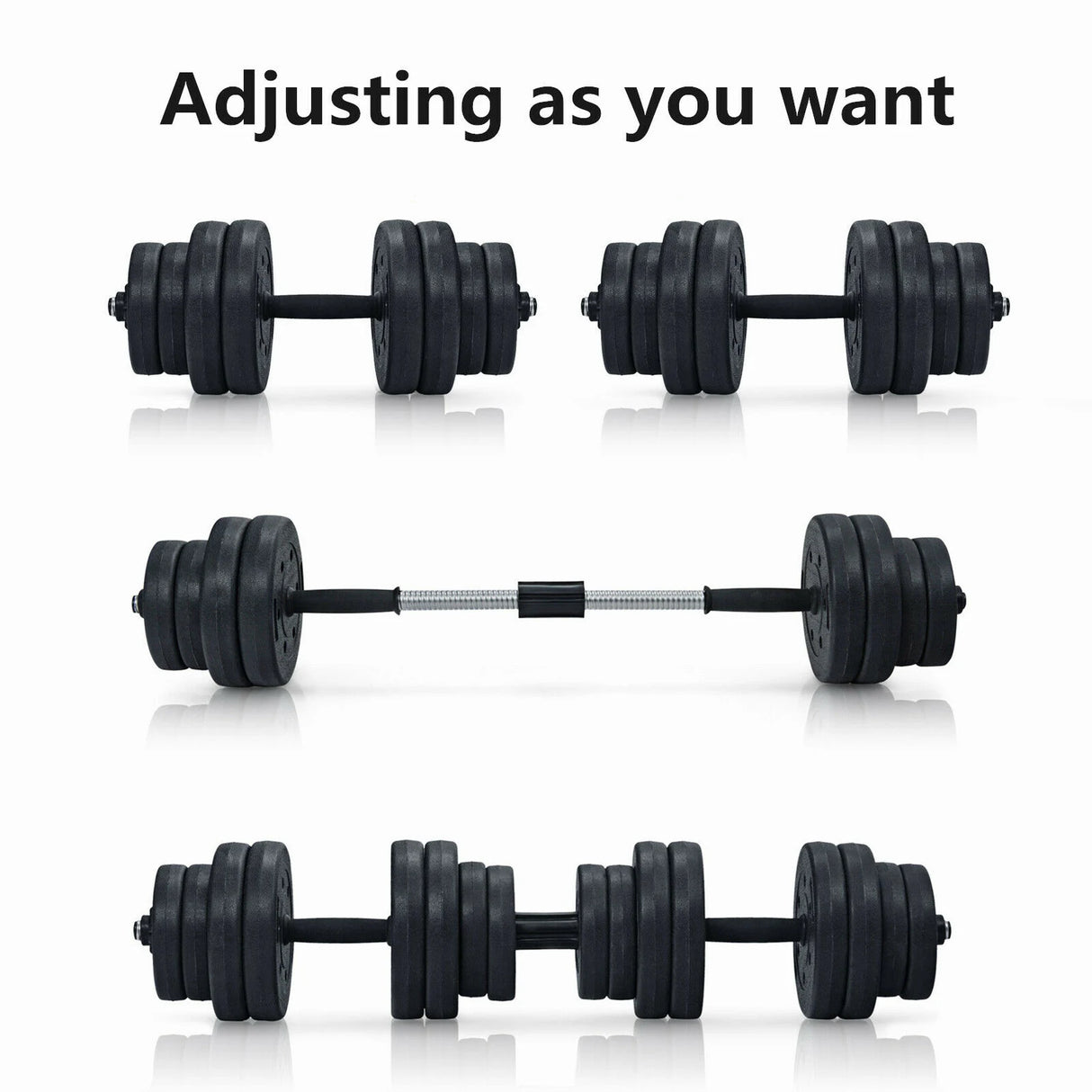 Adjustable Weight 2 in 1 Dumbbell / Barbell Set 30KG