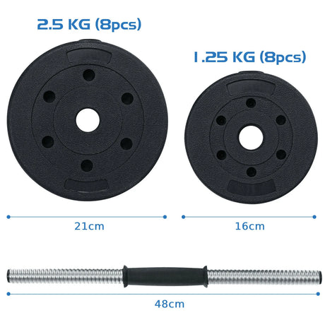Adjustable Weight 2 in 1 Dumbbell / Barbell Set 30KG