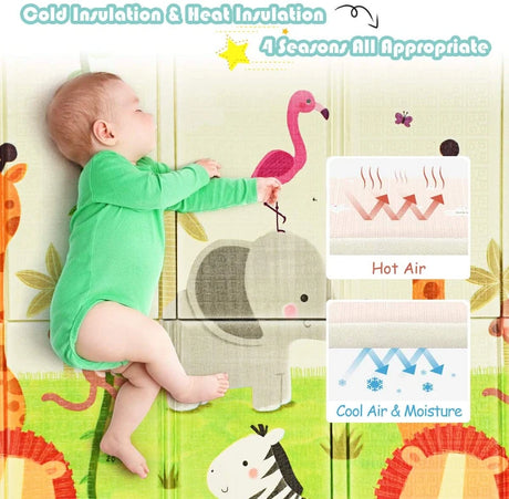 Baby crawling mat play mat foldable baby mat double-sided play carpet green