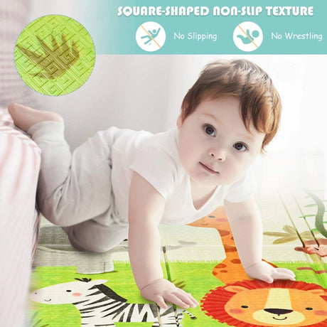 Baby crawling mat play mat foldable baby mat double-sided play carpet green