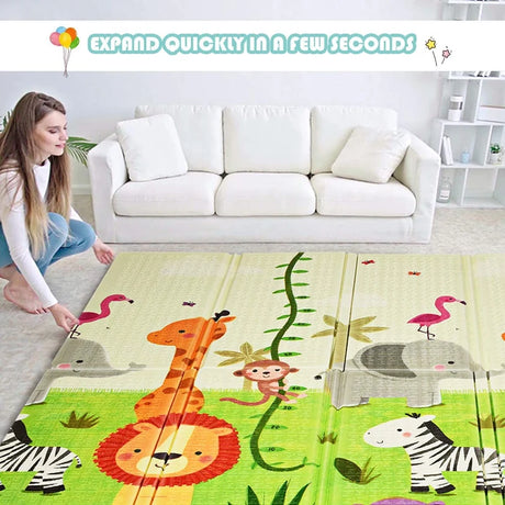 Baby crawling mat play mat foldable baby mat double-sided play carpet green