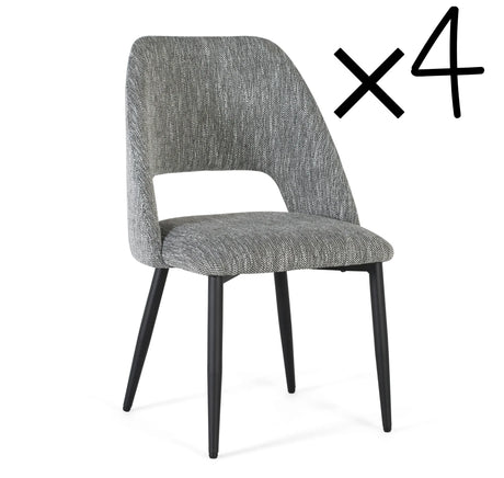 Giner and Colomer  Set Of 2 Chairs Upholstered In Grey Fabric With Black Metal Legs