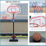 HOMCOM Basketball Hoop Stand Portable Adjustable Height 2.1-2.6m w/ Wheels, Sturdy Rim Stable Base, Red