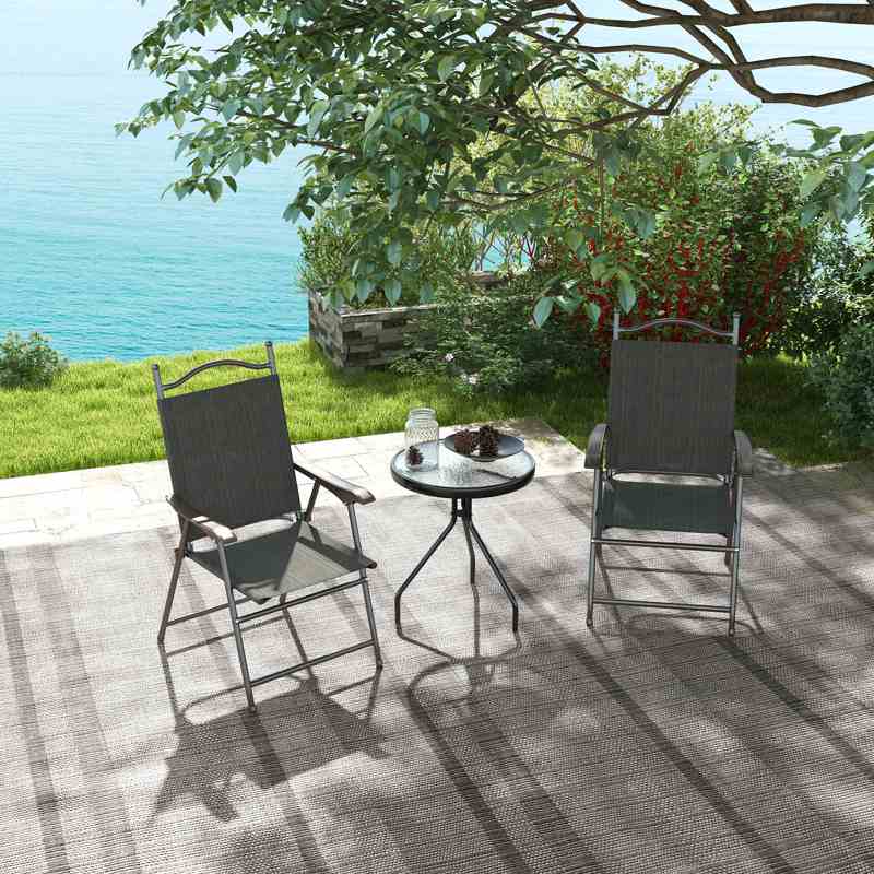 Outsunny Set of Two Folding Garden Chairs, with Fabric Mesh Seats - Dark Brown