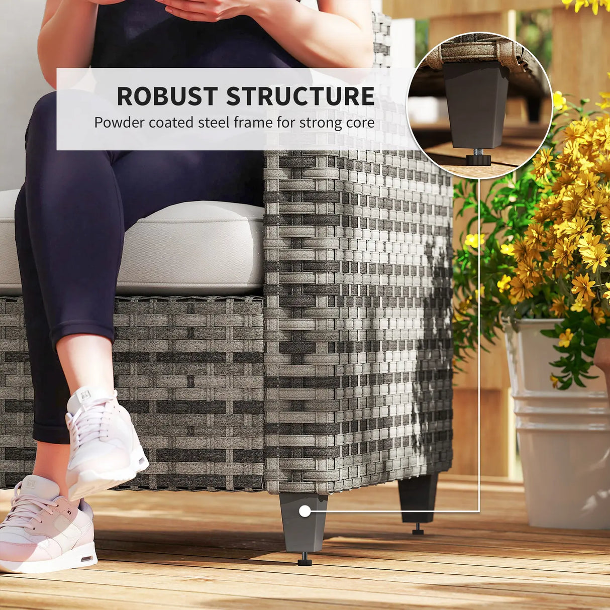 Outsunny Six-Piece Modular Rattan Sofa Set - Light Grey